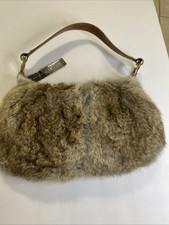 Antonio Melani Women's Brown Leather and Rabbit Fur Handbag New With Tags picture