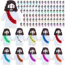 100 Pcs Little Jesus Figures –Rubber Mini Jesus Figurines in Bulk Christian Tiny picture