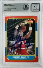 CHARLES BARKLEY SIGNED 1986-87 FLEER ROOKIE RC CARD AUTOGRAPH K64 76ERS BAS 10 picture