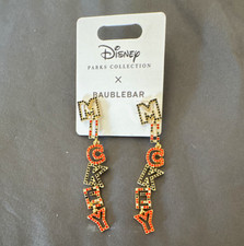 BaubleBar Disney Mickey Letter Dangle/Drop Earrings Rhinestone Red/Black/Gold picture