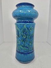 Vintage MCM Aldo Londi Bitossi Pottery Vase Rimini Blue Paisley 12” picture