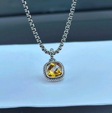 David'Yurman 14mm Silver Lemon Citrine Pendant Necklace 22 inches And Pavé  picture