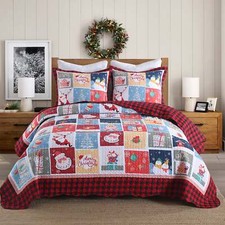 3 Pcs Christmas theme Quilt Bedspread Set Holiday Warm Bedding for Your Bedroom picture