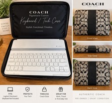 Coach Signature Canvas Keyboard Tech Case Black Tan Zip Travel Case picture