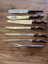 CUTCO 7 Pc Vintage Knife Set No. 22 24 24 25 KB Brown USA w/ Wall Case picture