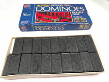 VTG 1983 Milton Bradley Wooden Dragon Double Nine Dominoes 55 Pc Complete 4132 picture