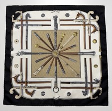 Vintage Hermes Cannes Et Pommeaux Francois De Lan Perriere Silk Scarf Square 80s picture