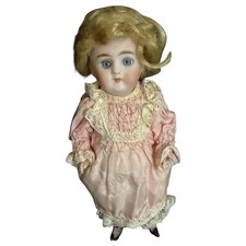Antique German All Bisque Jointed Doll Pink Stockings Glass Eyes Incised30 5 3/4 picture