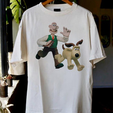 Vtg Vintage Wallace & Gromit For Fans Cotton Unisex White Tee Shirt picture