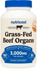Nutricost Grass Fed Beef Organs Supplement (3,000mg) 180 Capsules - 30 Servings picture