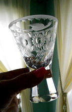 RARE Vase  Josephinenhütte Moser Bohemian Engraved Crystal Chalice  c.1915  picture