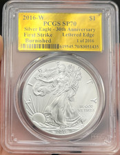 2016 W PCGS SP70 30TH ANN.FIRST DAY WEST POINT SILVER EAGLE DOLLAR $1 COIN picture