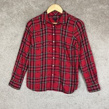 Talbots Shirt Womens Small Petite Red Plaid Long Sleeve Button Front- 5180 picture