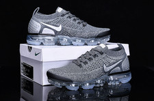 Size 10.5 Nike Air VaporMax Flyknit 2 Men's Silver Grey Air Cushion Shoes NEW picture