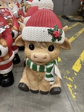 2026 Home Depot 2.5 Ft LED Hand Painted Christmas Highland Cow Blow Mold New picture