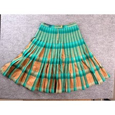 Vintage Pendleton Wool Reversible Pleated Skirt Green Brown Plaid USA Made 25W picture