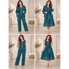 Vintage Maggie Sweet 4 Piece Pant Skirt Suit Set Size SP/M Teal Microsuede picture
