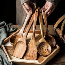 Wooden Kitchen Utensil Set - Natural Cooking Tools for Stirring & Serving picture
