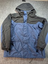 Vintage Columbia Mens XL Heavy Winter Jacket Blue Black Fleece Lined Parka picture