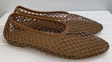 Staud Alba Ballet Flats Womens Size US9 EU39 Tan Breathable Netting Casual Shoes picture