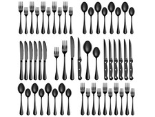 48-Piece Black Silverware Set for 8, Stainless Steel Cutlery Utensils Kitchen picture