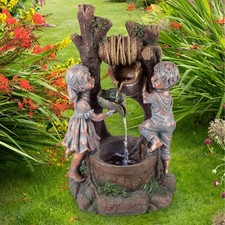 Children at the Well Water Fountain with LED Lights- Lighted Outdoor Fountain picture