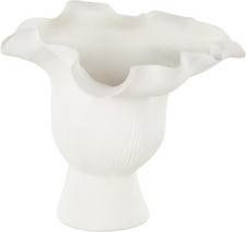 Ceramic Decorative Vase, Abstract Floral Design, Linear Grooves, 9