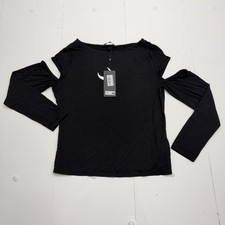 Killstar T-Shirt Womens XL Black Scoop Neck Long Sleeve Cold Shoulder Gothic picture