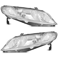 WEELMOTO Pair Headlights For 2006-2011 Honda Civic Sedan 4Dr Chrome Clear Corner picture