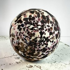 Vintage Murano Art Glass Bowl Centerpiece Black White Polka Dots 13