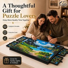 Foldable Puzzle Board With 5 Sorting Trays Tilt Jigsaw Table 1250 Pcs Solo Size picture