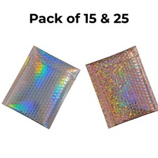 Holographic Bubble Mailers Metallic Shipping Bags  padded  Envelopes 15 25 Pack picture