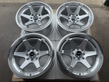 Kudo Racing Disturb 15x7 Wheels Rims 4x100 4x114.3 Silver w/Polish Lip Set of 4 picture