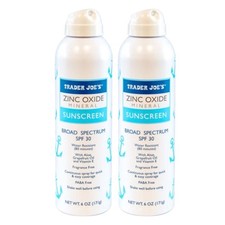 NEW Trader Joe's Zinc Oxide Mineral Sunscreen Spray SPF 30 6 oz (Pack Of 2) picture