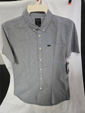 .= RVCA Men Button Down Short Sleeve Shirt Small Thatll Do Stretch picture