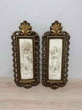 Vintage Homco Dart Set of 2 Angels and Cherubs 7410 Wall Art MCM DECOR USA Made picture