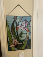 This specific handcrafted iris stained glass panel picture