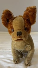 RARE 1927 Antique Steiff BULLY French Bulldog 20 cm. Metal Chest Tag Bell picture