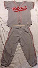 Rare 1940s/50s game worn Walnut Iowa flannel baseball uniform-Spalding/Hauff tag picture