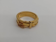 HERMES Ceinture Belt Motif Scarf Ring Gold Plated Authentic Japan picture