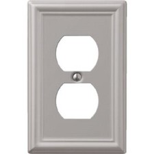 24-Amerelle Chelsea 1-Gang Stamped Steel Outlet Wall Plate Brushed Nickel 149DBN picture