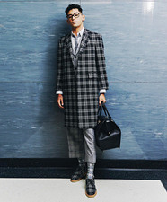 Thom Browne 100% Cashmere Prince of Wales Overcoat Grey Size 1 NWT picture