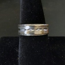 Vintage ArtCarved 14K White Gold 3-Diamond Men's Wedding Band Ring 1973 6g Sz 8 picture