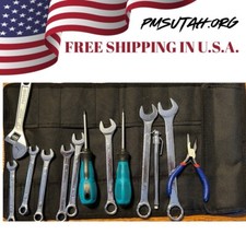 Roll Up Motorcycle Tool Kit Bag Pouch Pockets Heavy Duty Metric Wrench Set Tools picture