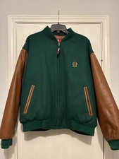 🏆 Vintage Tommy Hilfiger Leather-Sleeve Varsity Jacket — Size L 🔥 Rare vintage picture