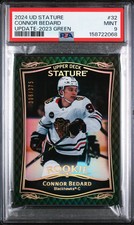 2024 Upper Deck Stature Update Connor Bedard #32 2023 Green /375 PSA 9 picture