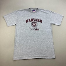Vintage Harvard T-Shirt Mens Medium Gray Champion Crimson College MIT Dad Joke picture