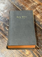 Antique King James Version Holy Bible Pronouncing Gilt Cloth Map Illustrated Vtg picture