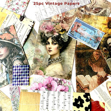 25pc Vintage Decorative Scrapbook Paper Pack – Collage Ephemera Lot Junk Journal picture