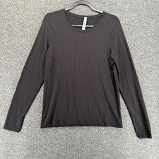 Athleta In Motion Top Womens M Black Long Sleeve Crew Neck Athleisure Workout picture
